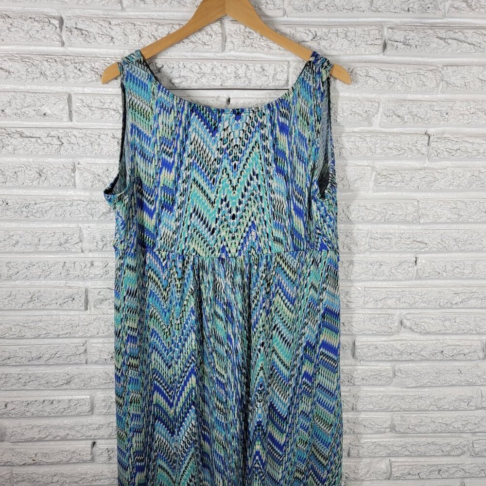 Kim Rogers Women's 1X Plus Blue Sheath Dress Sleeveless V-Neck Stretch WAT67E - Picture 7 of 10